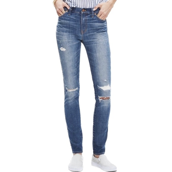 Madewell Women’s 9” High Riser Skinny Skinny Jean Distressed Size 31 Medium Wash - Picture 1 of 11